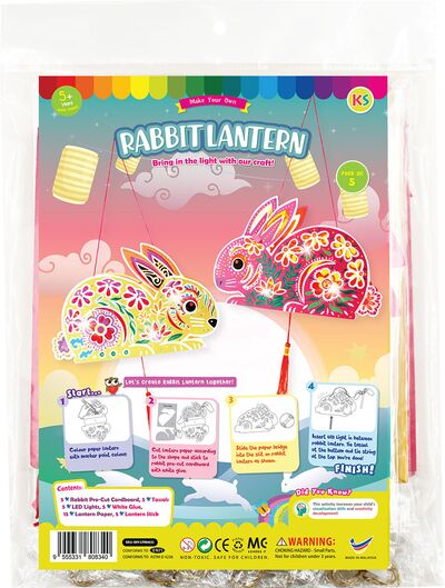 Rabbit Lantern With LED Light Kit - Pack of 5