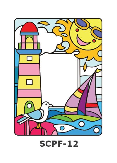 Suncatcher Photo Frame Kit - Boat Sailing at Pier with Lighthouse