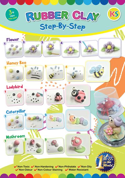 Rubber Clay - Premium 8 Colours - Step By Step