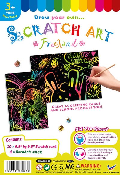 Scratch Art Freehand - Pack of 10 - Medium Size