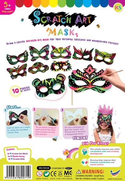 Scratch Art Mask Kit - Pack of 10