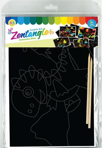 Tangle Scratch Art - Awesome Dino Kit - Packaging Back