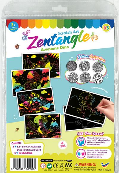 Tangle Scratch Art - Awesome Dino Kit