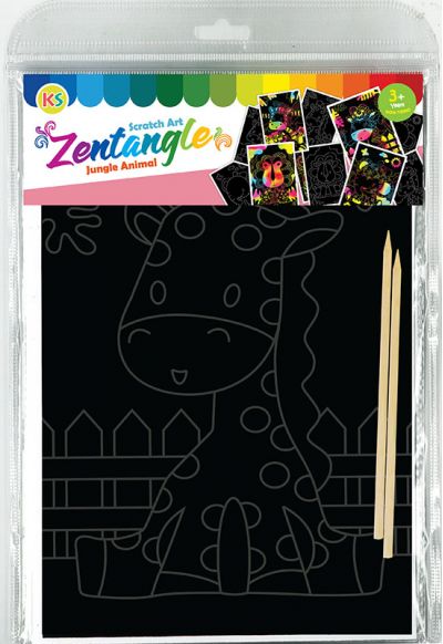 Tangle Scratch Art - Jungle Animal Kit - Packaging Back