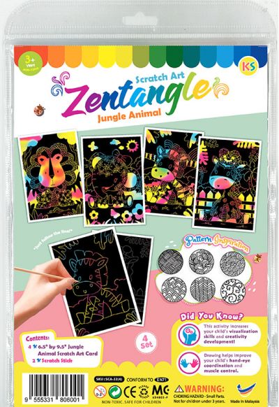 Tangle Scratch Art - Jungle Animal Kit