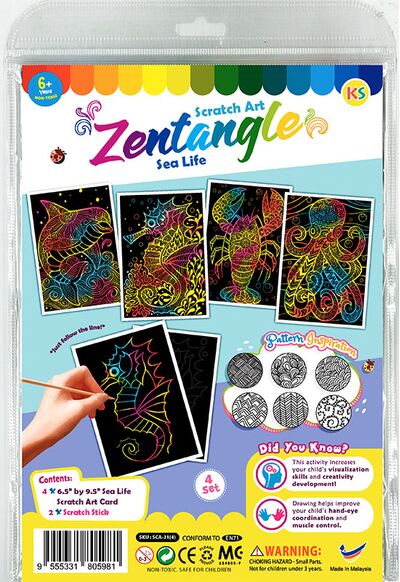 Tangle Scratch Art - Sealife Kit