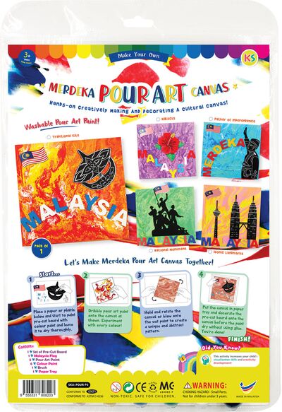 Merdeka Pour Art Canvas Painting Kit - Traditional Kite / Hibiscus / Father of Independence / National Monument / Iconic Landmarks