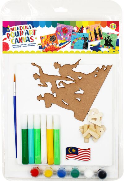 Merdeka Pour Art Canvas Painting Kit - Traditional Kite / Hibiscus / Father of Independence / National Monument / Iconic Landmarks