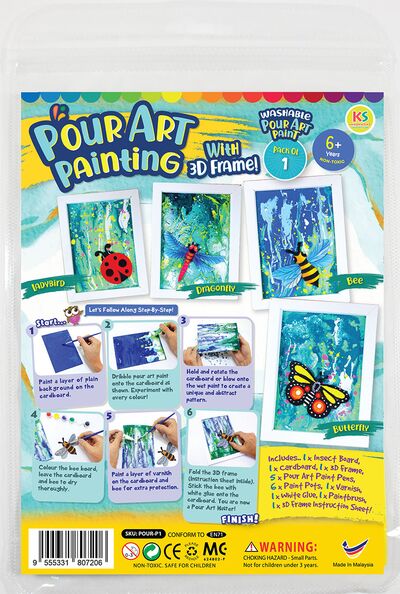 Pour Art Painting Kit With 3D Frame - Insects Theme