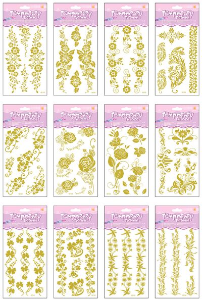 Temporary Glitter Tattoo - Gold Mix - Assorted Designs