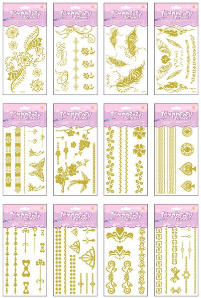 Temporary Glitter Tattoo - Gold Mix - Assorted Designs