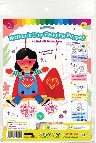 Mother's Day Hanging Puppet Pack of 5 - For Our Superhero Moms!