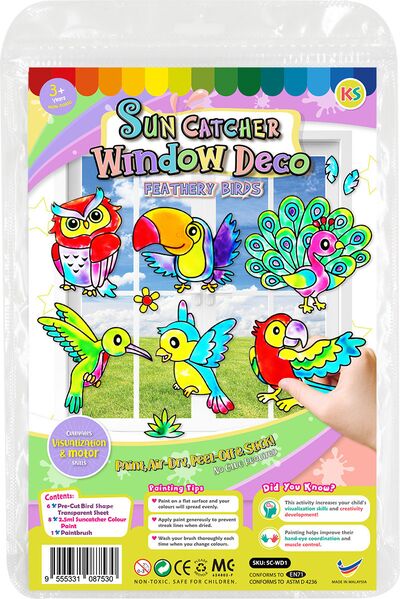Suncatcher Window Deco Kit - Feathery Birds - Front Packaging
