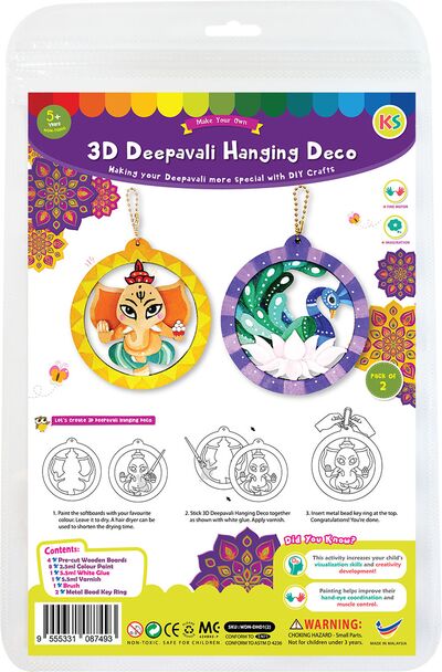 3D Deepavali Hanging Deco Kit - Lord Ganesha and Peacock