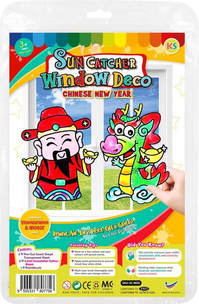 Suncatcher Window Deco Kit - Dragon Year And God Of Fortune