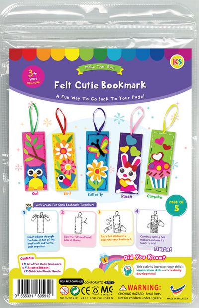 Felt Cutie Bookmark Pack of 5 - Packaging Front