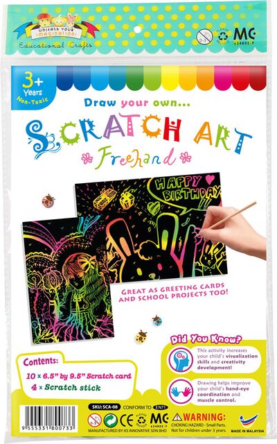 Scratch Art Freehand - Pack of 10 - Medium Size