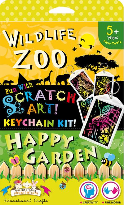 Scratch Art Keychain Kit - Zoo and Garden