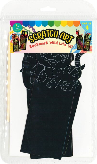 Scratch Art Bookmark Wild Life Part 2 - Tapir, Kancil, Malayan Tiger, Asian Elephant