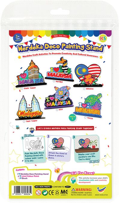 Merdeka Deco Painting Stand - Kit - Clock Tower / Hornbill / Hibiscus / Petronas Twin Towers / Traditional Kite / Sea Turtle