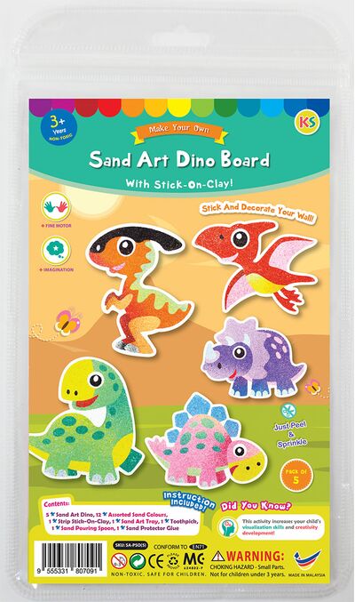 5-in-1 Sand Art Dino Board Kit - Packaging Front