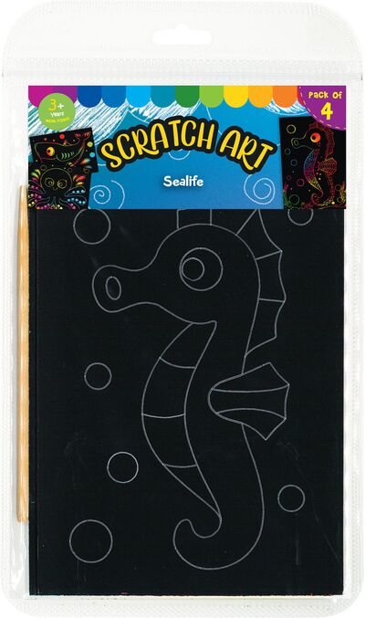 Scratch Art Sealife Kit - Seahorse, Dolphin, Octopus, Shark