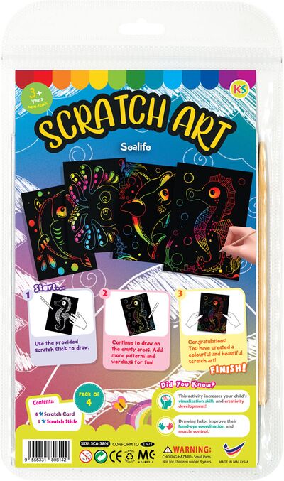 Scratch Art Sealife Kit - Seahorse, Dolphin, Octopus, Shark