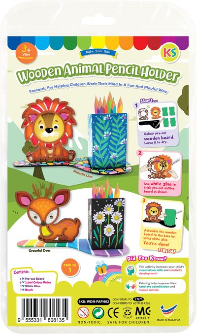 Wooden Animal Pencil Holder - Kit - Lion / Deer