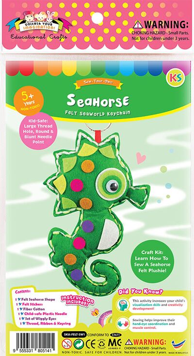 Felt Seaworld Plushie Kit - Seahorse - Packaging Front