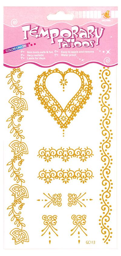 Temporary Glitter Tattoo - Gold Mix - Pack of 5