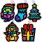 Stained Glass Christmas Hanging Deco Pack of 5