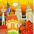 Batik Painting Malaysia - Malaysian Landmarks Batik Painting Malaysia - Malaysian Landmarks