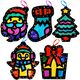 Stained Glass Christmas Hanging Deco Pack of 5