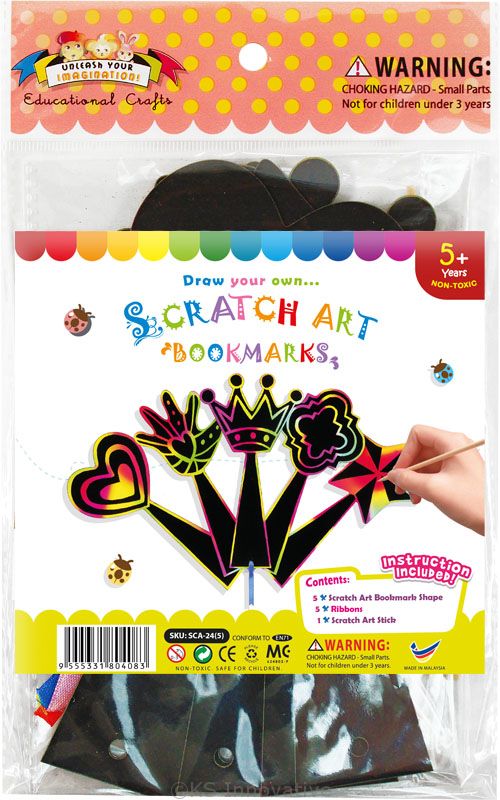 Scratch Art Black Bookmark Kit, 24 Count, Ages 5 and up