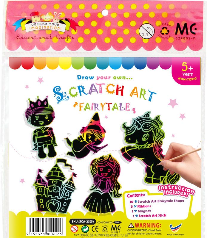 Japanese Scratch Art Kit fairy Tale 4 Designs With 